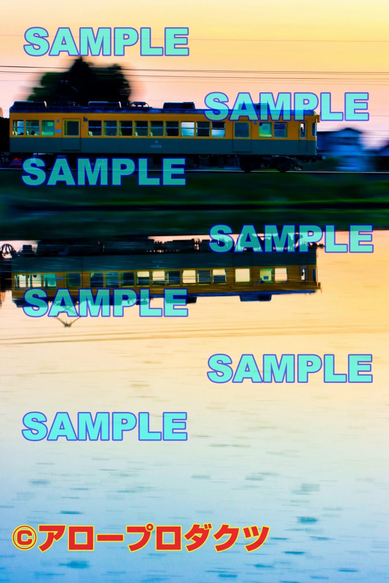 toy0049【ダウンロード画像　富山地方鉄道　流し撮り水田リフレクション】