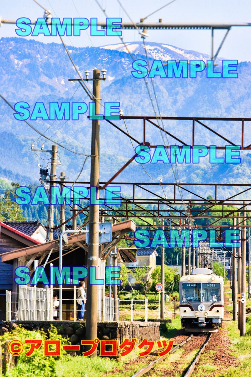 toy0055【ダウンロード画像　富山地方鉄道モハ14760　駅に到着のシーン】