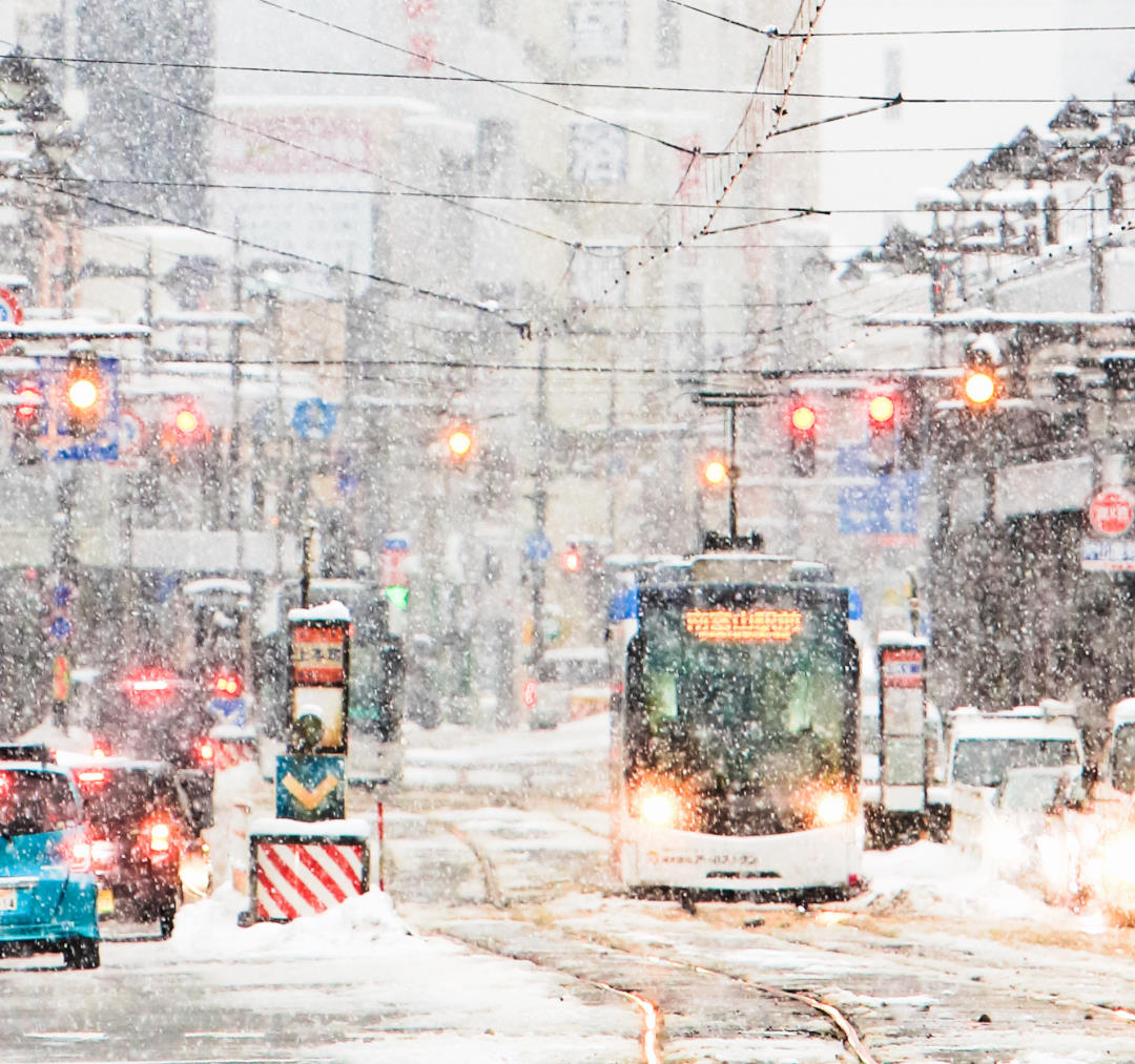 富山市電の降雪時の写真｜Toyama city tram in snow.